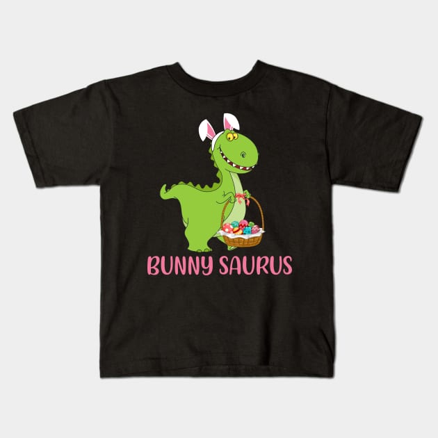 Bunnysaurus Easter T-rex Bunny T-shirt Kids T-Shirt by reynoldsouk4